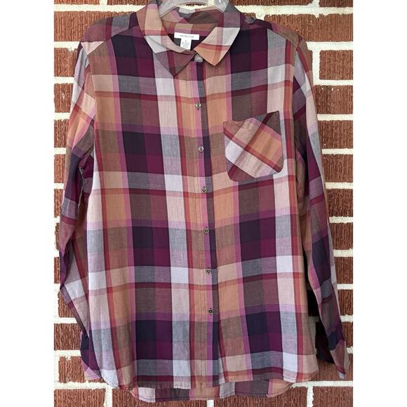 Westbound Lightweight Plaid Button Up Size Large NWT - Picture 1 of 3